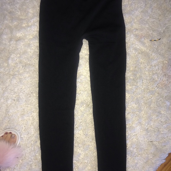 Footless Black lined tights - Picture 3 of 6